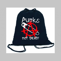 Punks not Dead ľahké sťahovacie vrecko ( batôžtek / vak ) s čiernou šnúrkou, 100% bavlna 100 g/m2, rozmery cca. 37 x 41 cm